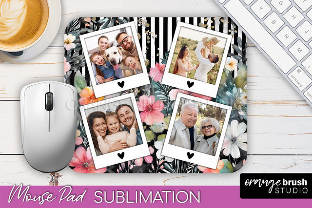 Photo Mouse Pad Sublimation, Floral Mouse Pad Picture Frame Sublimation OrangeBrushStudio 