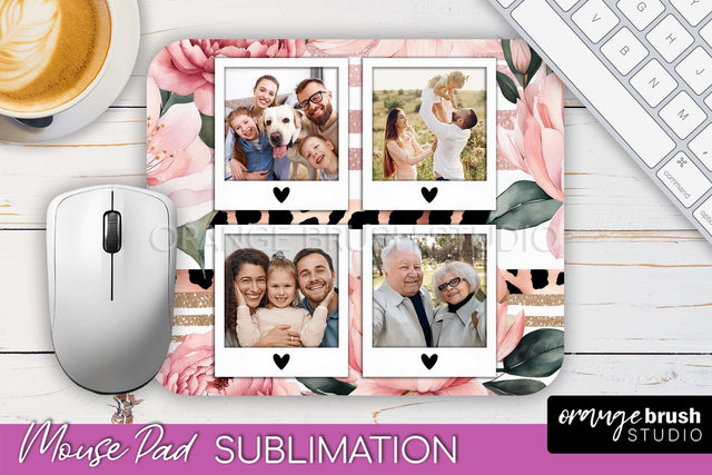 Photo Mouse Pad Sublimation, Floral Mouse Pad Picture Frame Sublimation OrangeBrushStudio 