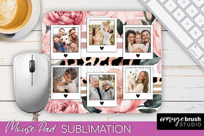 Photo Mouse Pad Sublimation, Floral Mouse Pad Picture Frame Sublimation OrangeBrushStudio 