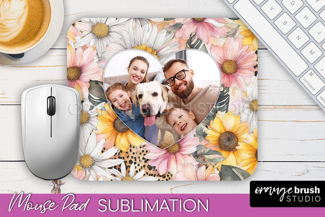 Photo Mouse Pad Sublimation, Floral Mouse Pad Picture Frame Sublimation OrangeBrushStudio 