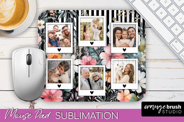 Photo Mouse Pad Sublimation, Floral Mouse Pad Picture Frame Sublimation OrangeBrushStudio 