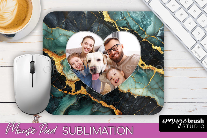 Photo Mouse Pad Sublimation, Marble Mouse Pad Picture Frame Sublimation OrangeBrushStudio 