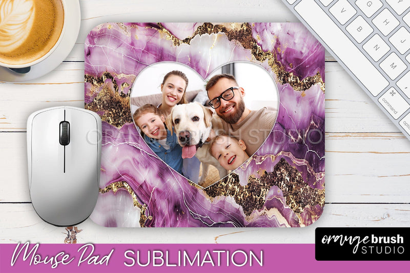 Photo Mouse Pad Sublimation, Marble Mouse Pad Picture Frame Sublimation OrangeBrushStudio 