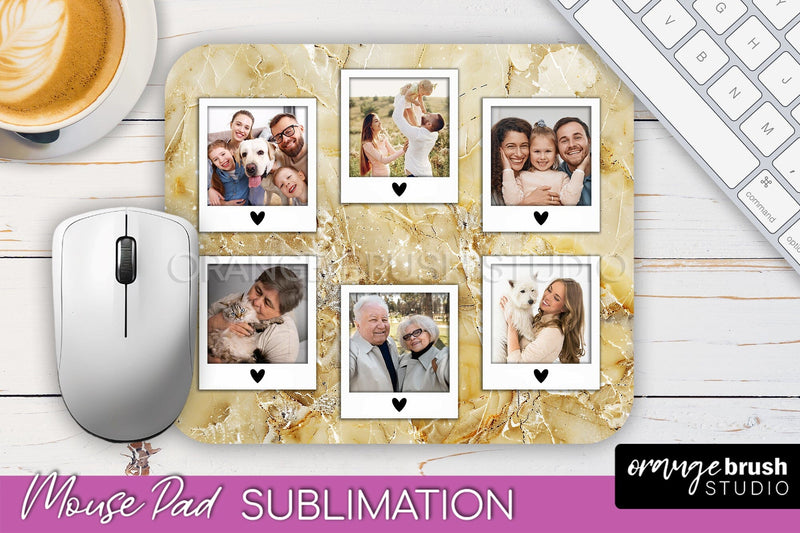 Photo Mouse Pad Sublimation, Marble Mouse Pad Picture Frame Sublimation OrangeBrushStudio 
