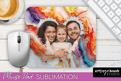 Photo Mouse Pad Sublimation, Marble Mouse Pad Picture Frame Sublimation OrangeBrushStudio 