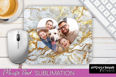 Photo Mouse Pad Sublimation, Marble Mouse Pad Picture Frame Sublimation OrangeBrushStudio 