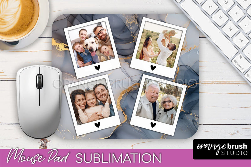 Photo Mouse Pad Sublimation, Marble Mouse Pad Picture Frame Sublimation OrangeBrushStudio 
