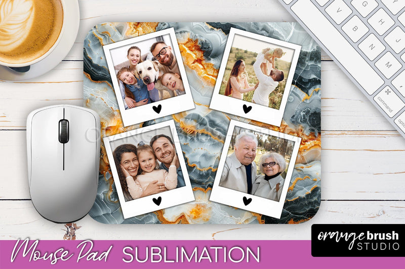 Photo Mouse Pad Sublimation, Marble Mouse Pad Picture Frame Sublimation OrangeBrushStudio 