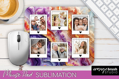 Photo Mouse Pad Sublimation, Marble Mouse Pad Picture Frame Sublimation OrangeBrushStudio 