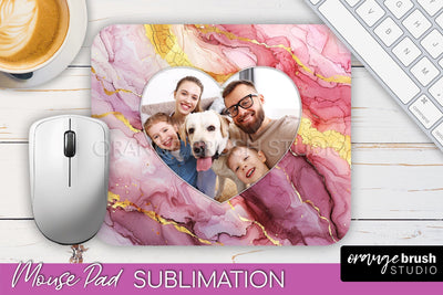 Photo Mouse Pad Sublimation, Marble Mouse Pad Picture Frame Sublimation OrangeBrushStudio 