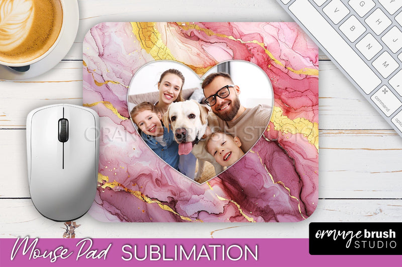 Photo Mouse Pad Sublimation, Marble Mouse Pad Picture Frame Sublimation OrangeBrushStudio 