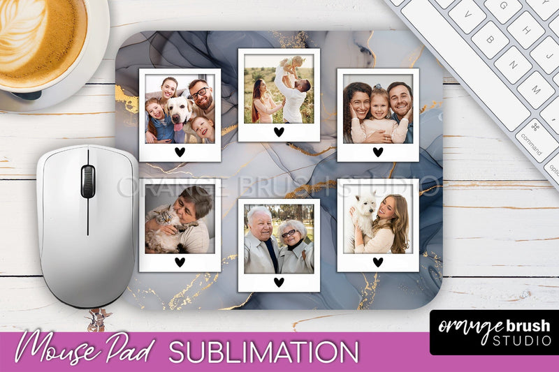 Photo Mouse Pad Sublimation, Marble Mouse Pad Picture Frame Sublimation OrangeBrushStudio 