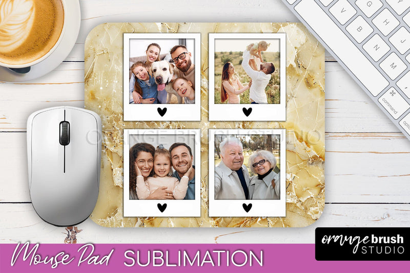 Photo Mouse Pad Sublimation, Marble Mouse Pad Picture Frame Sublimation OrangeBrushStudio 