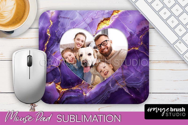 Photo Mouse Pad Sublimation, Marble Mouse Pad Picture Frame Sublimation OrangeBrushStudio 