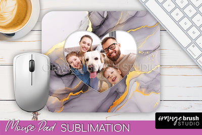 Photo Mouse Pad Sublimation, Marble Mouse Pad Picture Frame Sublimation OrangeBrushStudio 