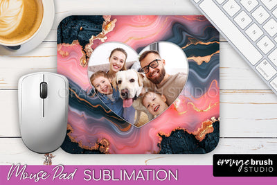 Photo Mouse Pad Sublimation, Marble Mouse Pad Picture Frame Sublimation OrangeBrushStudio 