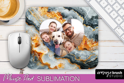 Photo Mouse Pad Sublimation, Marble Mouse Pad Picture Frame Sublimation OrangeBrushStudio 