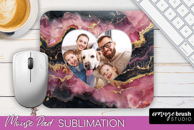 Photo Mouse Pad Sublimation, Marble Mouse Pad Picture Frame Sublimation OrangeBrushStudio 