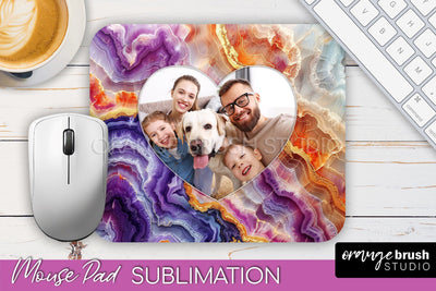 Photo Mouse Pad Sublimation, Marble Mouse Pad Picture Frame Sublimation OrangeBrushStudio 