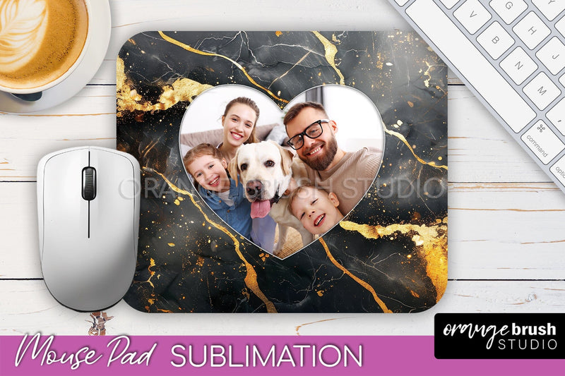Photo Mouse Pad Sublimation, Marble Mouse Pad Picture Frame Sublimation OrangeBrushStudio 