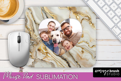 Photo Mouse Pad Sublimation, Marble Mouse Pad Picture Frame Sublimation OrangeBrushStudio 