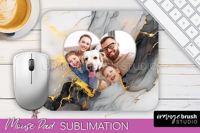 Photo Mouse Pad Sublimation, Marble Mouse Pad Picture Frame Sublimation OrangeBrushStudio 