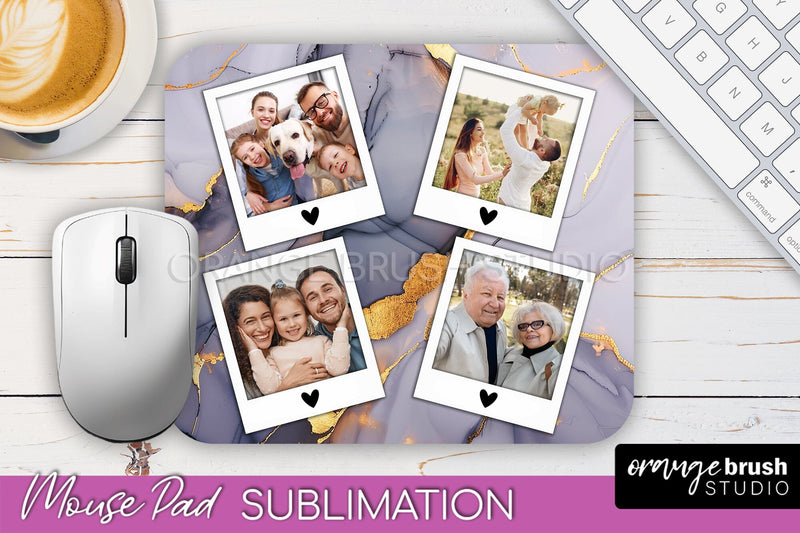 Photo Mouse Pad Sublimation, Marble Mouse Pad Picture Frame Sublimation OrangeBrushStudio 