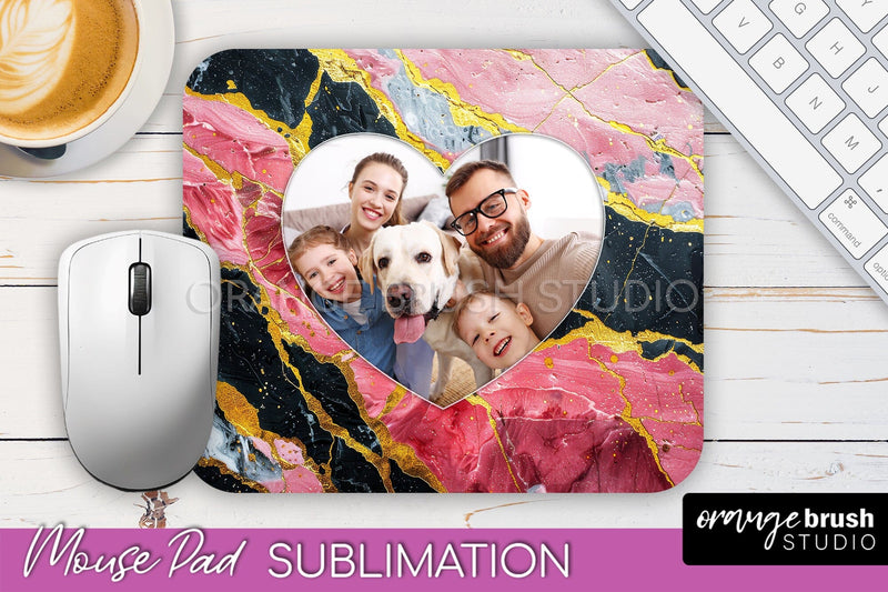 Photo Mouse Pad Sublimation, Marble Mouse Pad Picture Frame Sublimation OrangeBrushStudio 