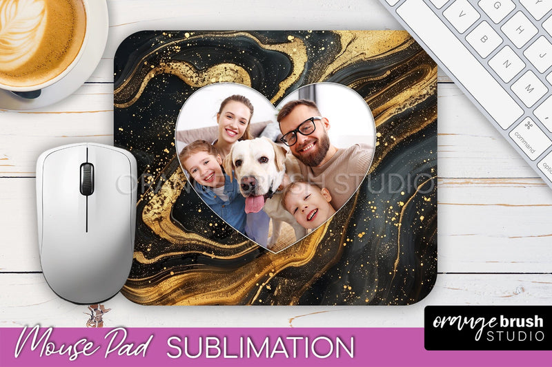Photo Mouse Pad Sublimation, Marble Mouse Pad Picture Frame Sublimation OrangeBrushStudio 