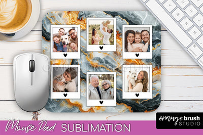 Photo Mouse Pad Sublimation, Marble Mouse Pad Picture Frame Sublimation OrangeBrushStudio 