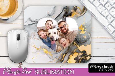 Photo Mouse Pad Sublimation, Marble Mouse Pad Picture Frame Sublimation OrangeBrushStudio 