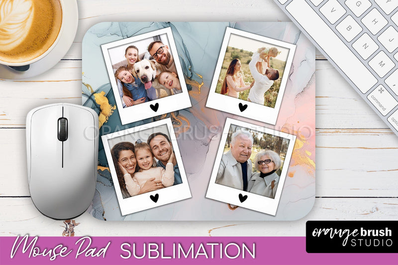 Photo Mouse Pad Sublimation, Marble Mouse Pad Picture Frame Sublimation OrangeBrushStudio 