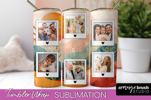 Photo Tumbler Wrap, Boho Family Frame Tumbler Sublimation Sublimation OrangeBrushStudio 