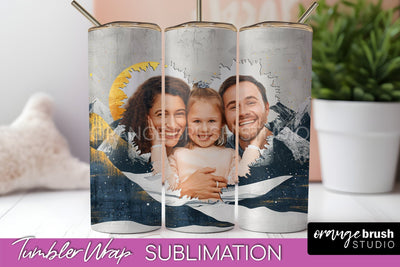 Photo Tumbler Wrap, Boho Family Frame Tumbler Sublimation Sublimation OrangeBrushStudio 