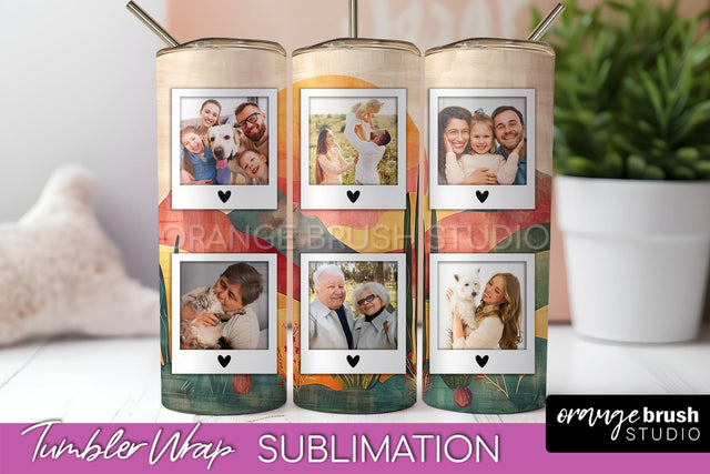 Photo Tumbler Wrap, Boho Family Frame Tumbler Sublimation Sublimation OrangeBrushStudio 
