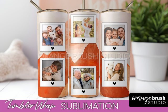 Photo Tumbler Wrap, Boho Family Frame Tumbler Sublimation Sublimation OrangeBrushStudio 