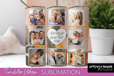Photo Tumbler Wrap, Boho Family Frame Tumbler Sublimation Sublimation OrangeBrushStudio 