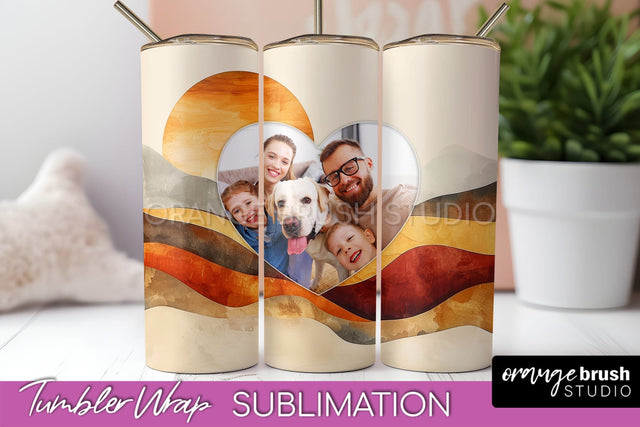 Photo Tumbler Wrap, Boho Family Frame Tumbler Sublimation Sublimation OrangeBrushStudio 