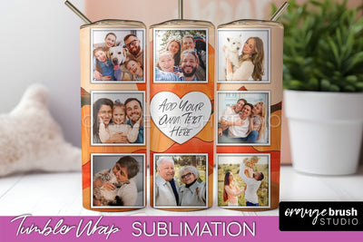 Photo Tumbler Wrap, Boho Family Frame Tumbler Sublimation Sublimation OrangeBrushStudio 