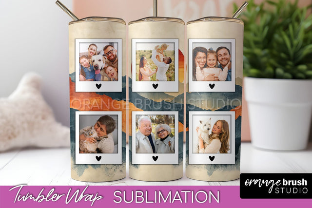 Photo Tumbler Wrap, Boho Family Frame Tumbler Sublimation Sublimation OrangeBrushStudio 