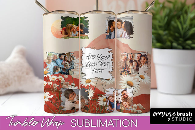 Photo Tumbler Wrap, Boho Family Frame Tumbler Sublimation Sublimation OrangeBrushStudio 