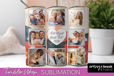 Photo Tumbler Wrap, Boho Family Frame Tumbler Sublimation Sublimation OrangeBrushStudio 