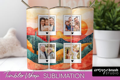 Photo Tumbler Wrap, Boho Family Frame Tumbler Sublimation Sublimation OrangeBrushStudio 