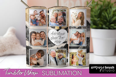 Photo Tumbler Wrap, Boho Family Frame Tumbler Sublimation Sublimation OrangeBrushStudio 