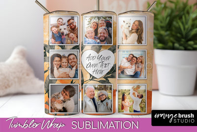 Photo Tumbler Wrap, Boho Family Frame Tumbler Sublimation Sublimation OrangeBrushStudio 