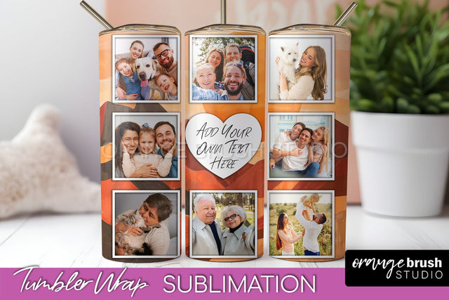 Photo Tumbler Wrap, Boho Family Frame Tumbler Sublimation Sublimation OrangeBrushStudio 