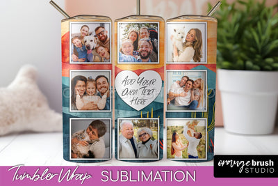 Photo Tumbler Wrap, Boho Family Frame Tumbler Sublimation Sublimation OrangeBrushStudio 