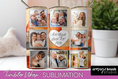 Photo Tumbler Wrap, Boho Family Frame Tumbler Sublimation Sublimation OrangeBrushStudio 