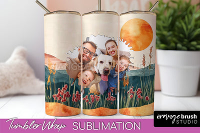 Photo Tumbler Wrap, Boho Family Frame Tumbler Sublimation Sublimation OrangeBrushStudio 
