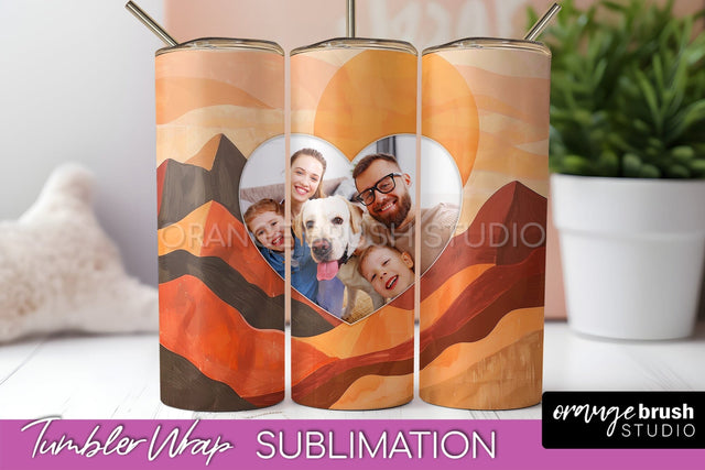 Photo Tumbler Wrap, Boho Family Frame Tumbler Sublimation Sublimation OrangeBrushStudio 